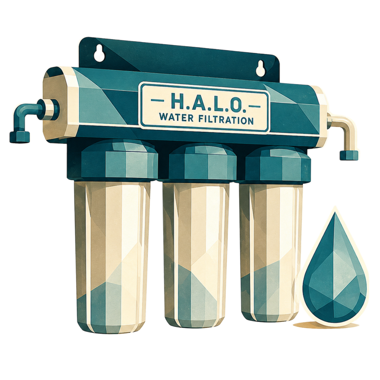 H.A.L.O. whole-home water filtration illustration