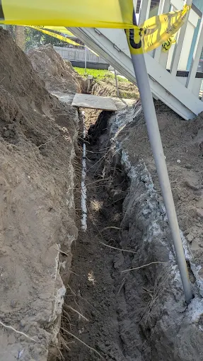Hand-dug trench — line replacement