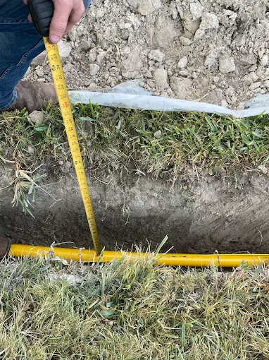 Gas line buried to code depth