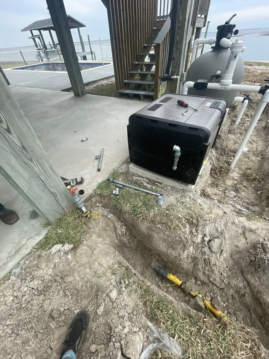 Pool-heater gas hookup — by the bay