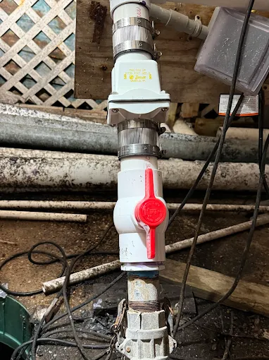 Pump discharge — unions & shutoff