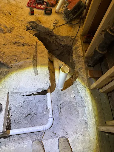 Under-slab drain repipe
