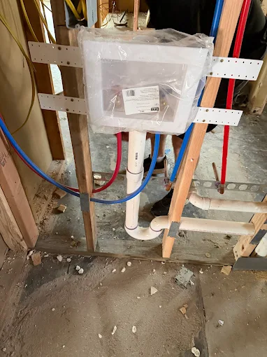 Laundry rough-in — washer box & PEX